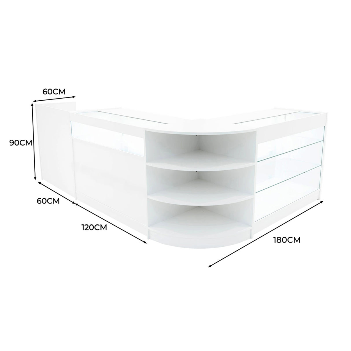 Hyperion LED Shop Counter Set K1200, B1200, TB60 & LM60 - White