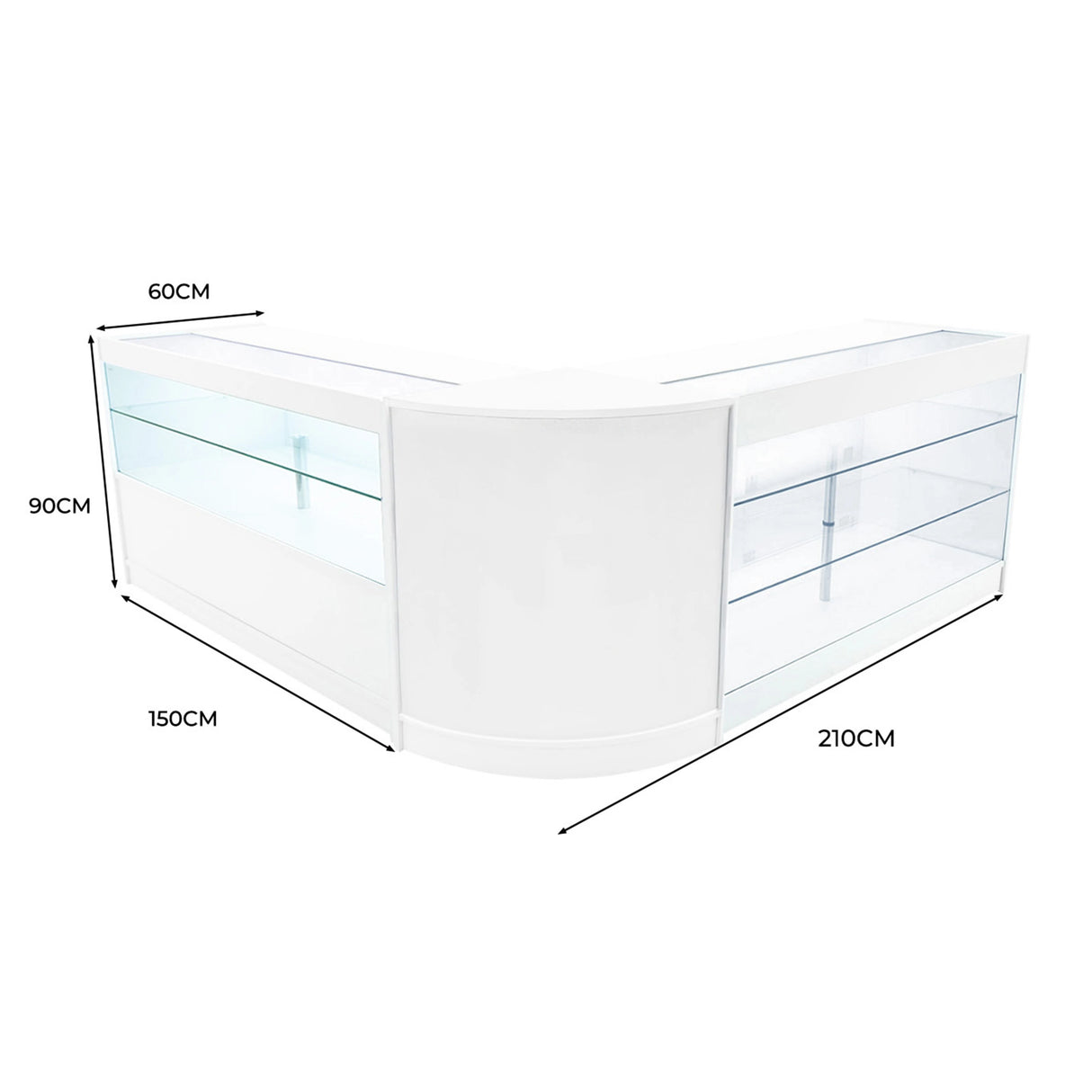 Hera LED Shop Counter Set K1500, C1500 & CM60 - White
