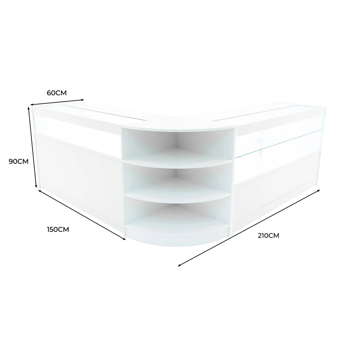 Harmonia LED Shop Counter Set B1500, C1500 & LM60 - White
