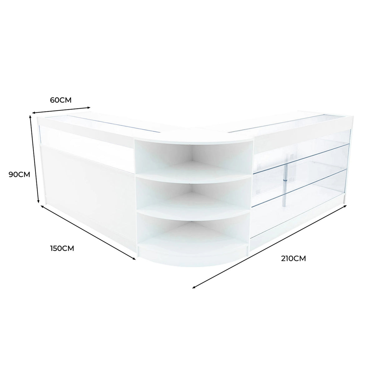 Demeter LED Shop Counter Set K1500, B1500 & LM60 - White
