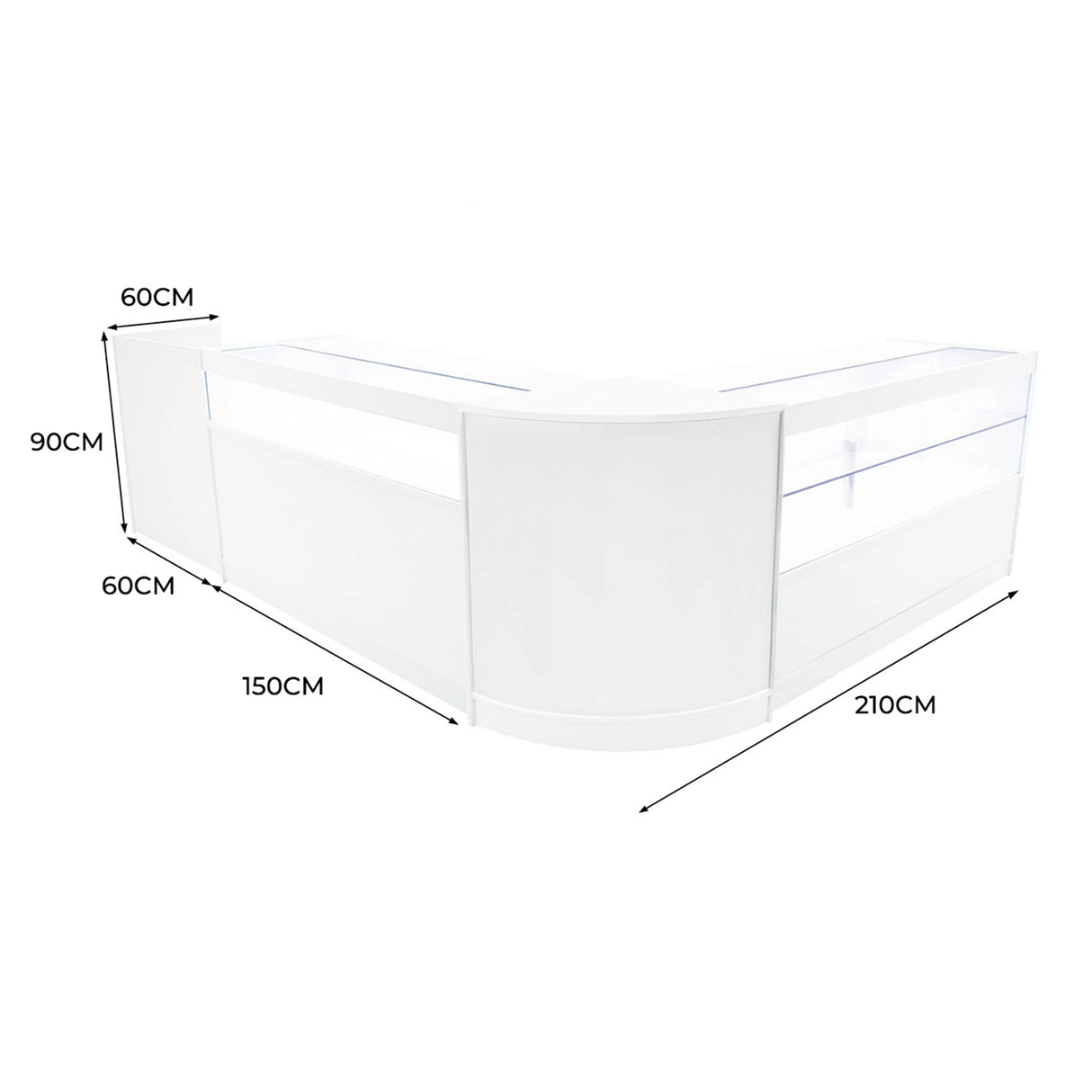 Gravity LED Shop Counter Set B1500, C1500, TB60 & CM60 - White