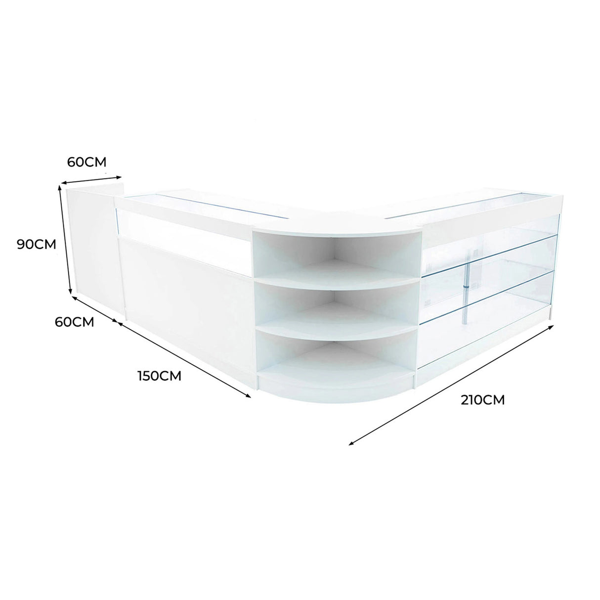 Hyperion LED Shop Counter Set K1500, B1500, TB60 & LM60 - White