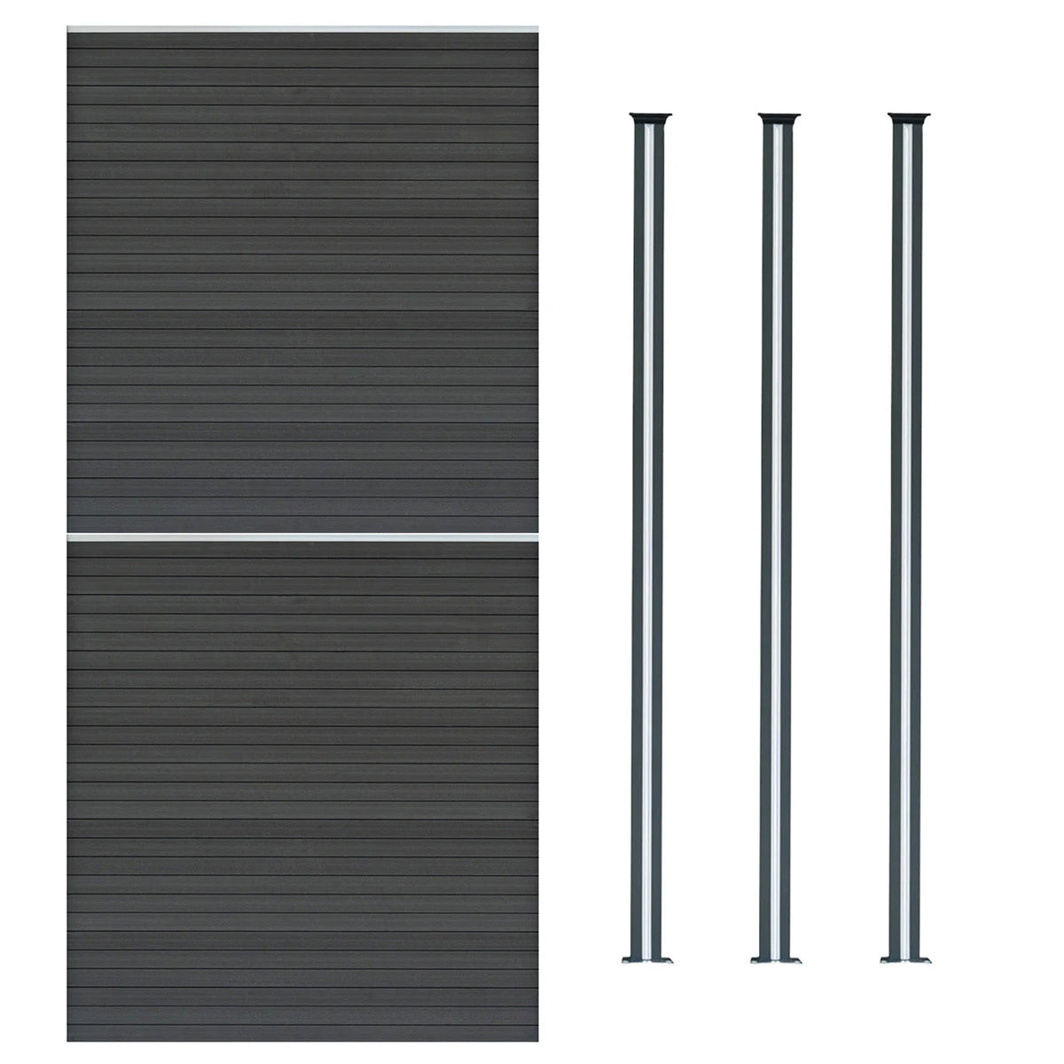 Composite Fence Panels & LED Posts 6ft x 11.5ft - Grey