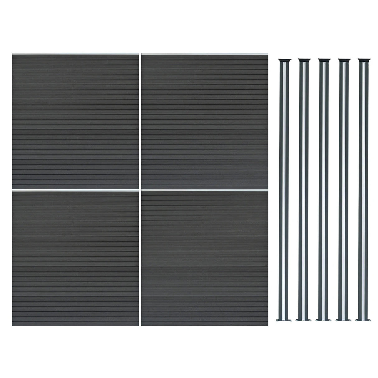 Composite Fence Panels & LED Posts 6ft x 23ft - Grey