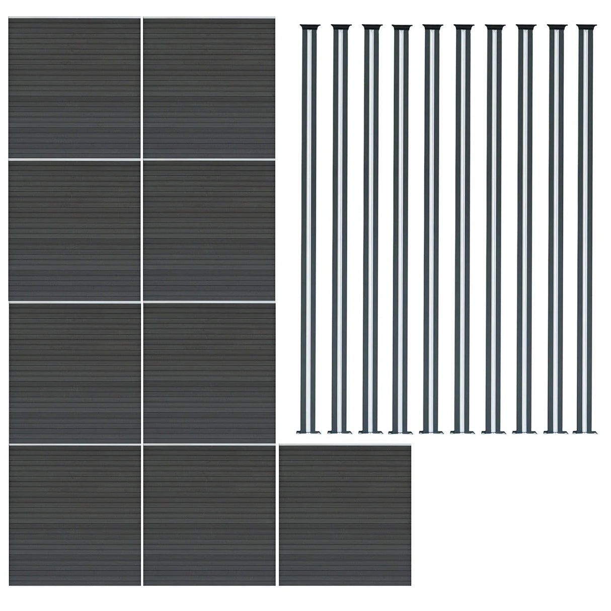 Composite Fence Panels & LED Posts 6ft x 51ft - Grey