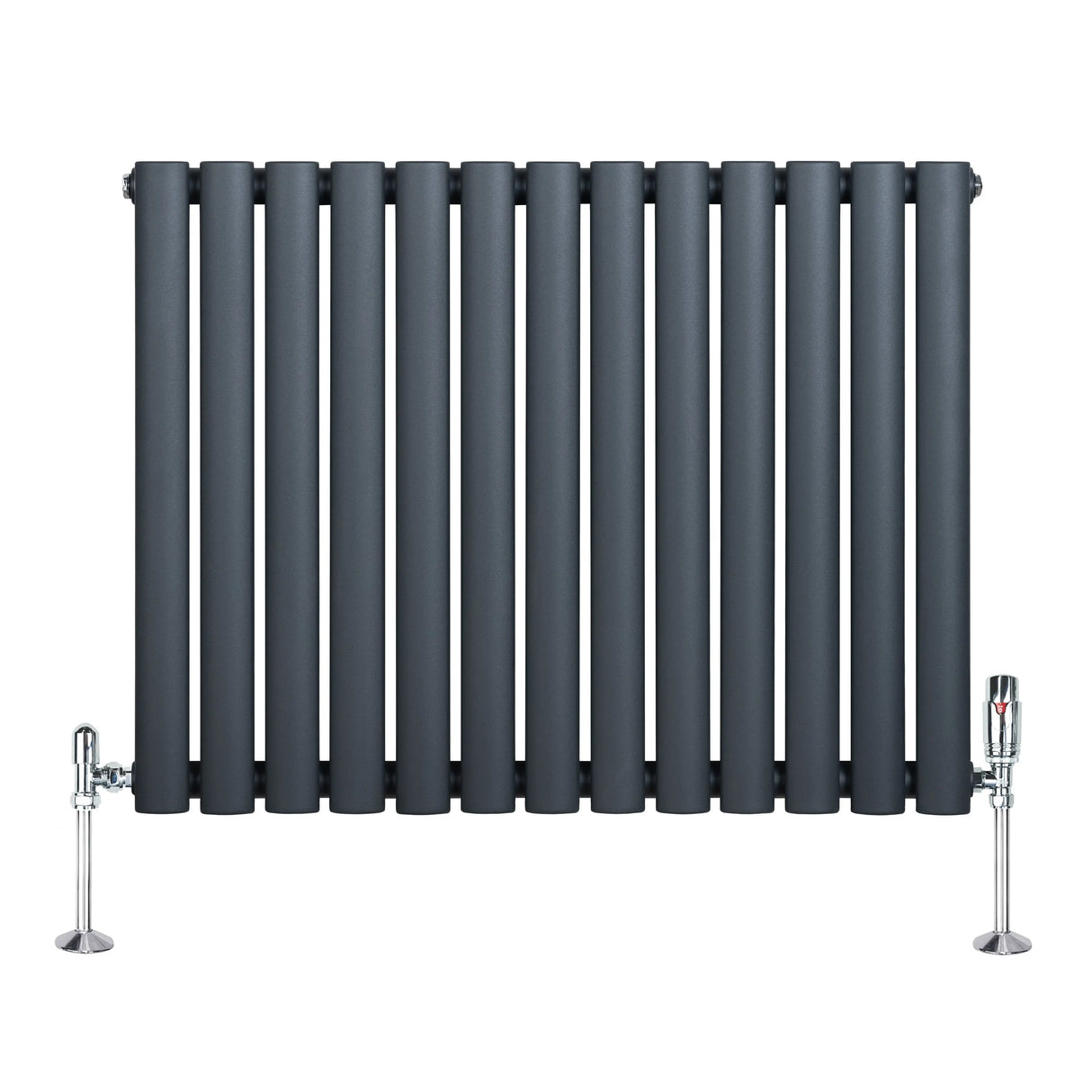Oval Single Column Radiator & Valves 600mm x 780mm Anthracite Grey