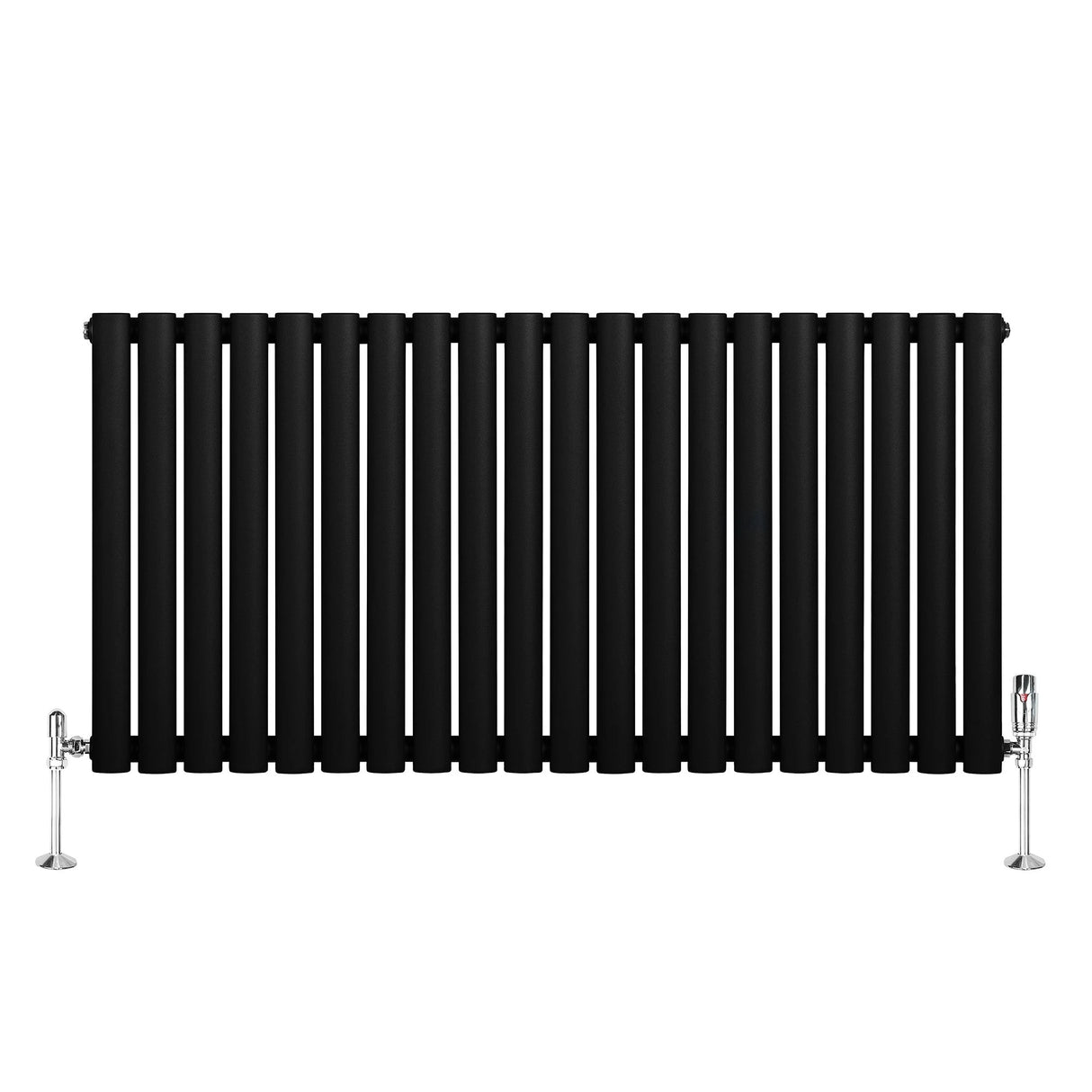 Oval Single Column Radiator & Valves 600mm x 1200mm Black