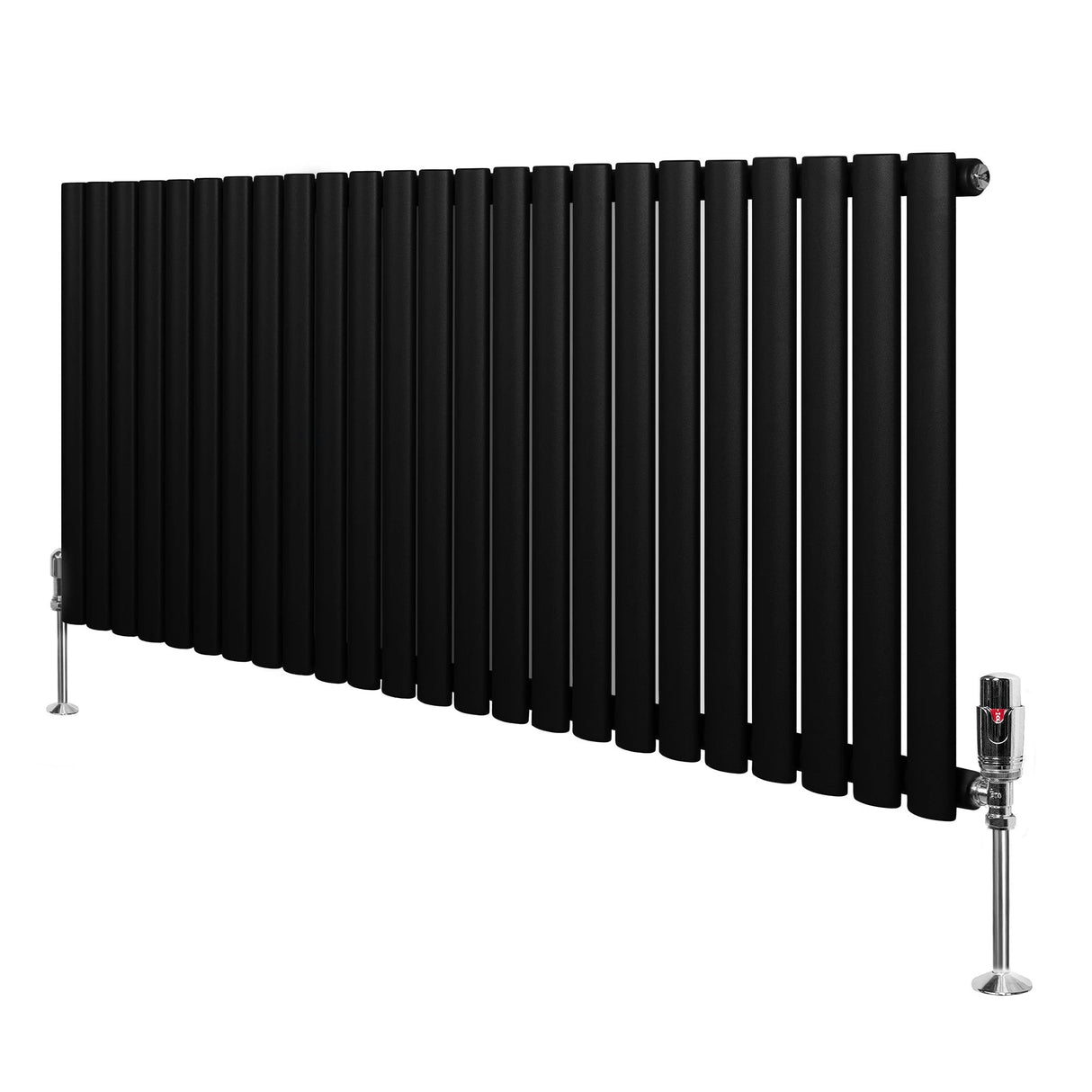 Oval Single Column Radiator & Valves 600mm x 1440mm Black