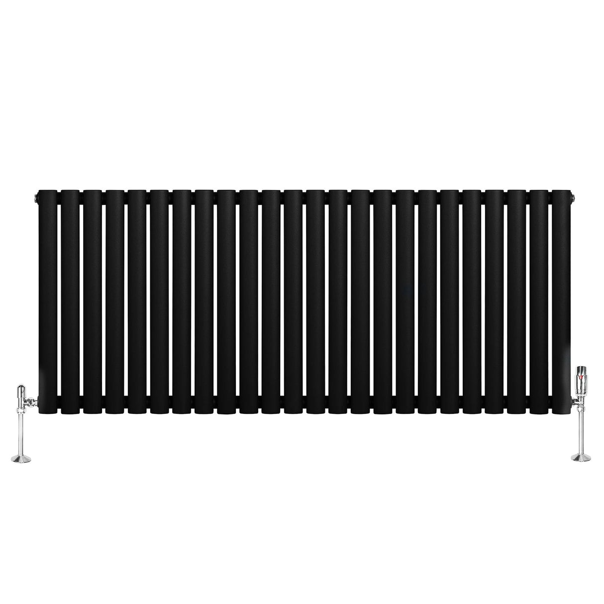 Oval Single Column Radiator & Valves 600mm x 1440mm Black