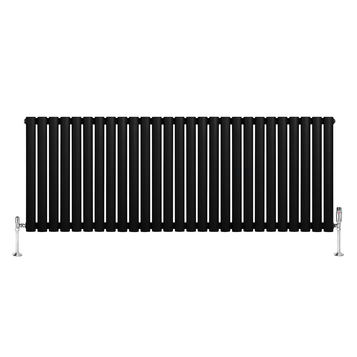 Oval Single Column Radiator & Valves 600mm x 1620mm Black