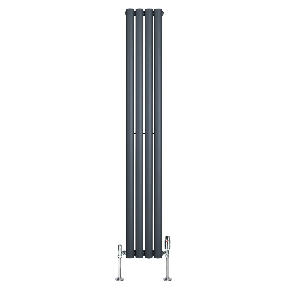 Oval Single Column Radiator & Valves 1600mm x 240mm Anthracite Grey