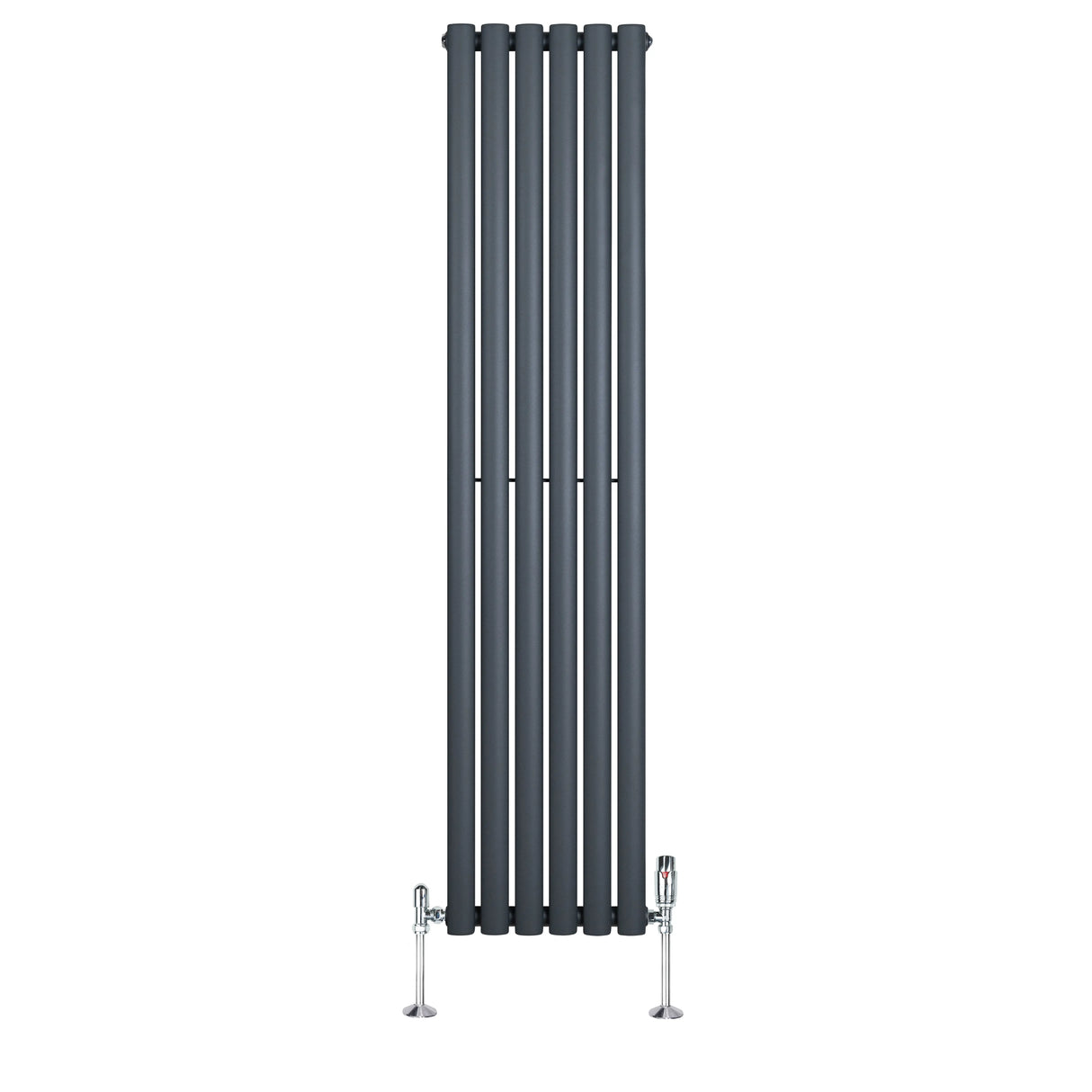 Oval Single Column Radiator & Valves 1600mm x 360mm Anthracite Grey