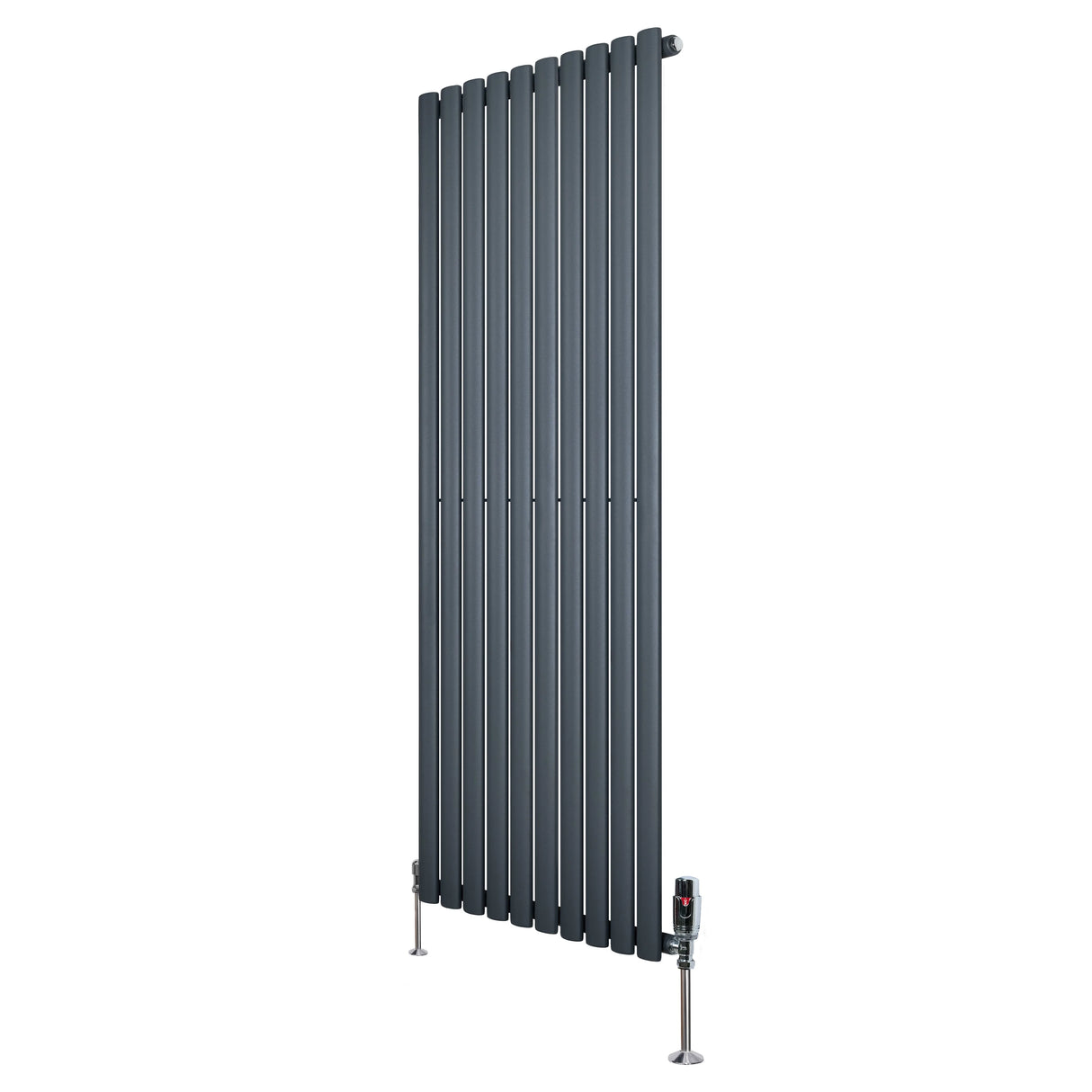 Oval Single Column Radiator & Valves 1600mm x 600mm Anthracite Grey