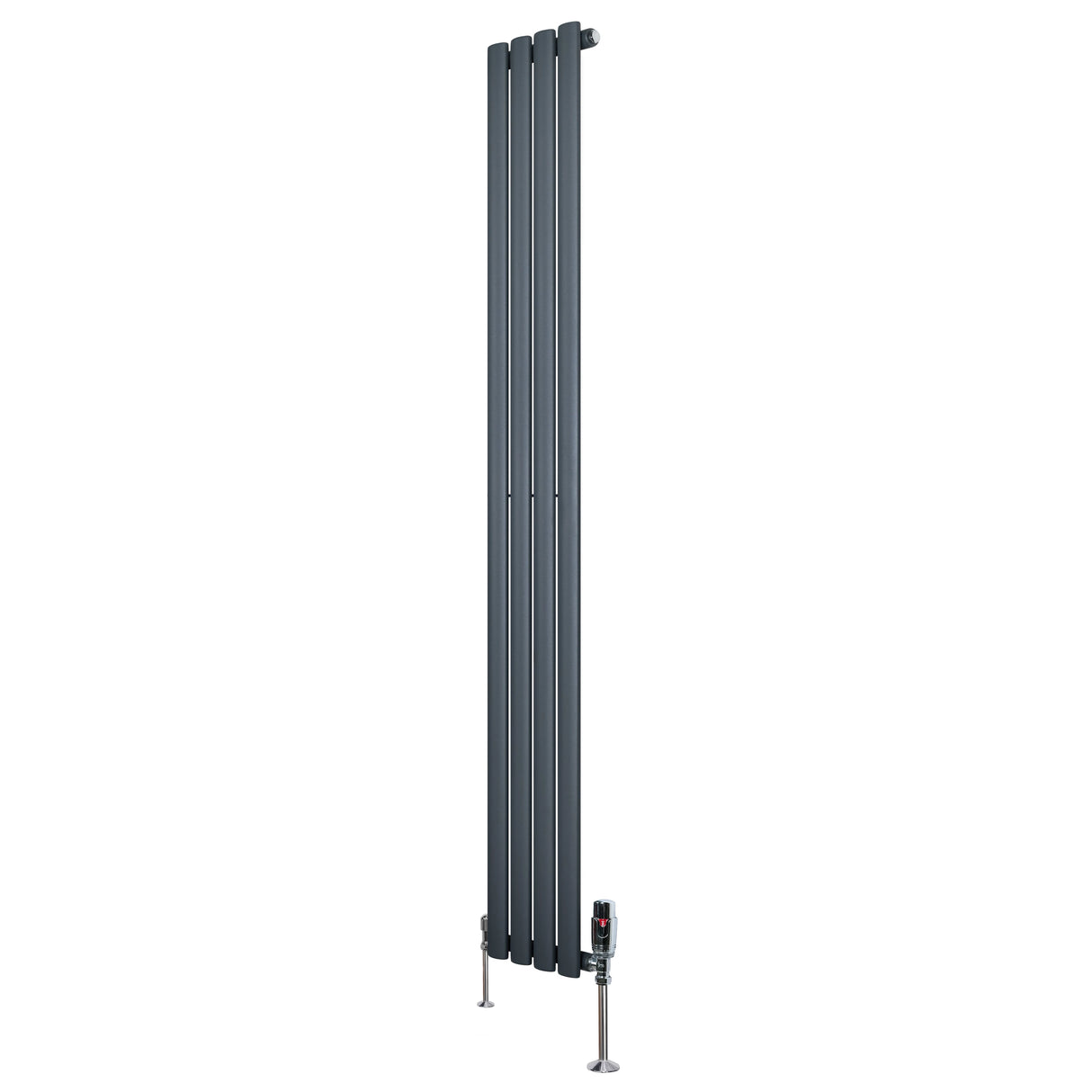 Oval Single Column Radiator & Valves 1800mm x 240mm Anthracite Grey