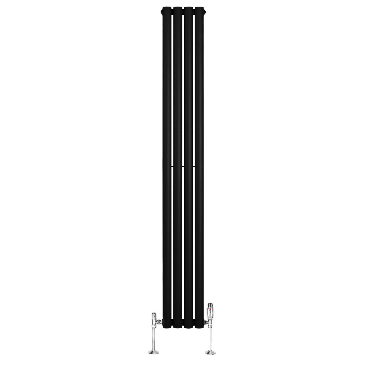 Oval Single Column Radiator & Valves 1800mm x 240mm Black