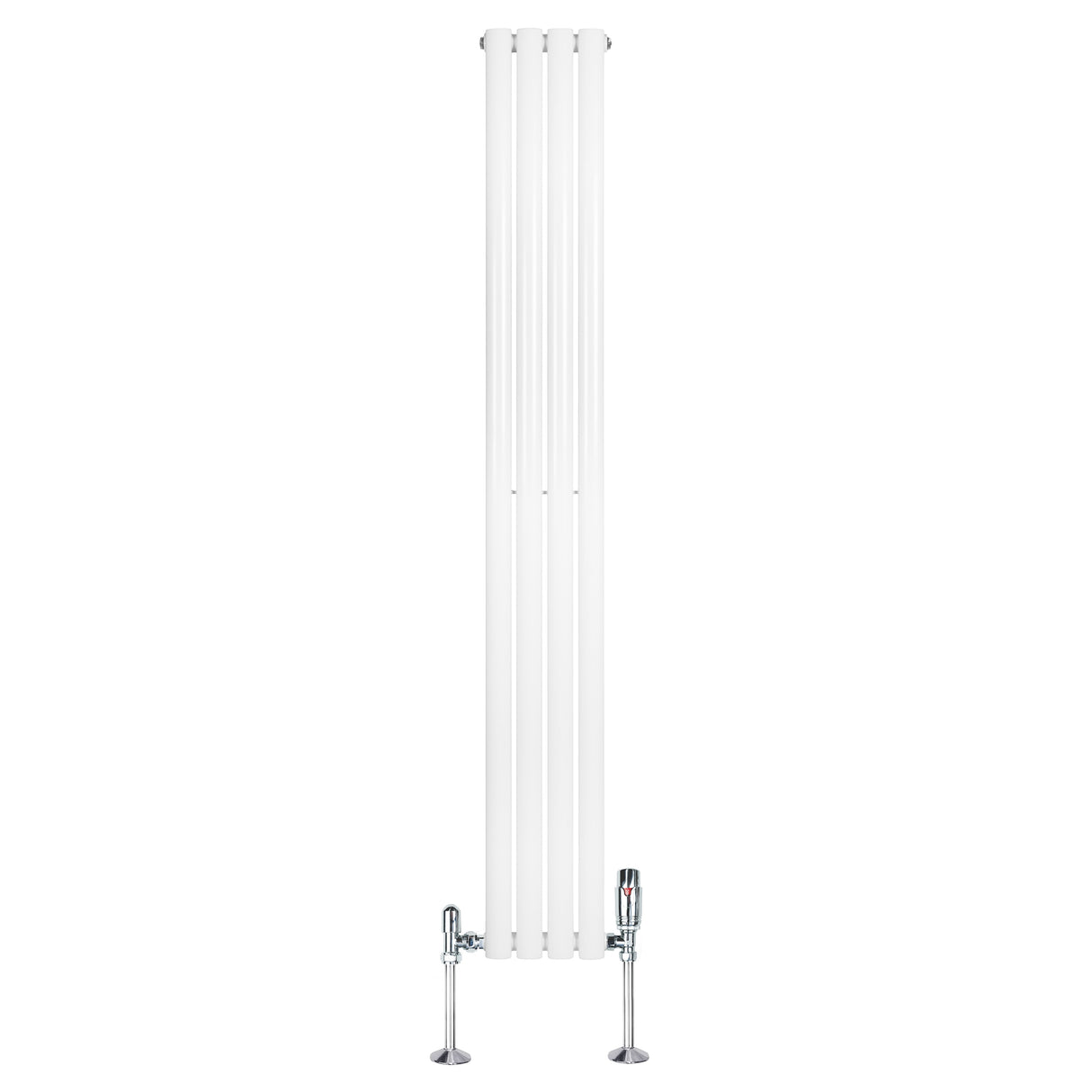 Oval Single Column Radiator & Valves 1800mm x 240mm White