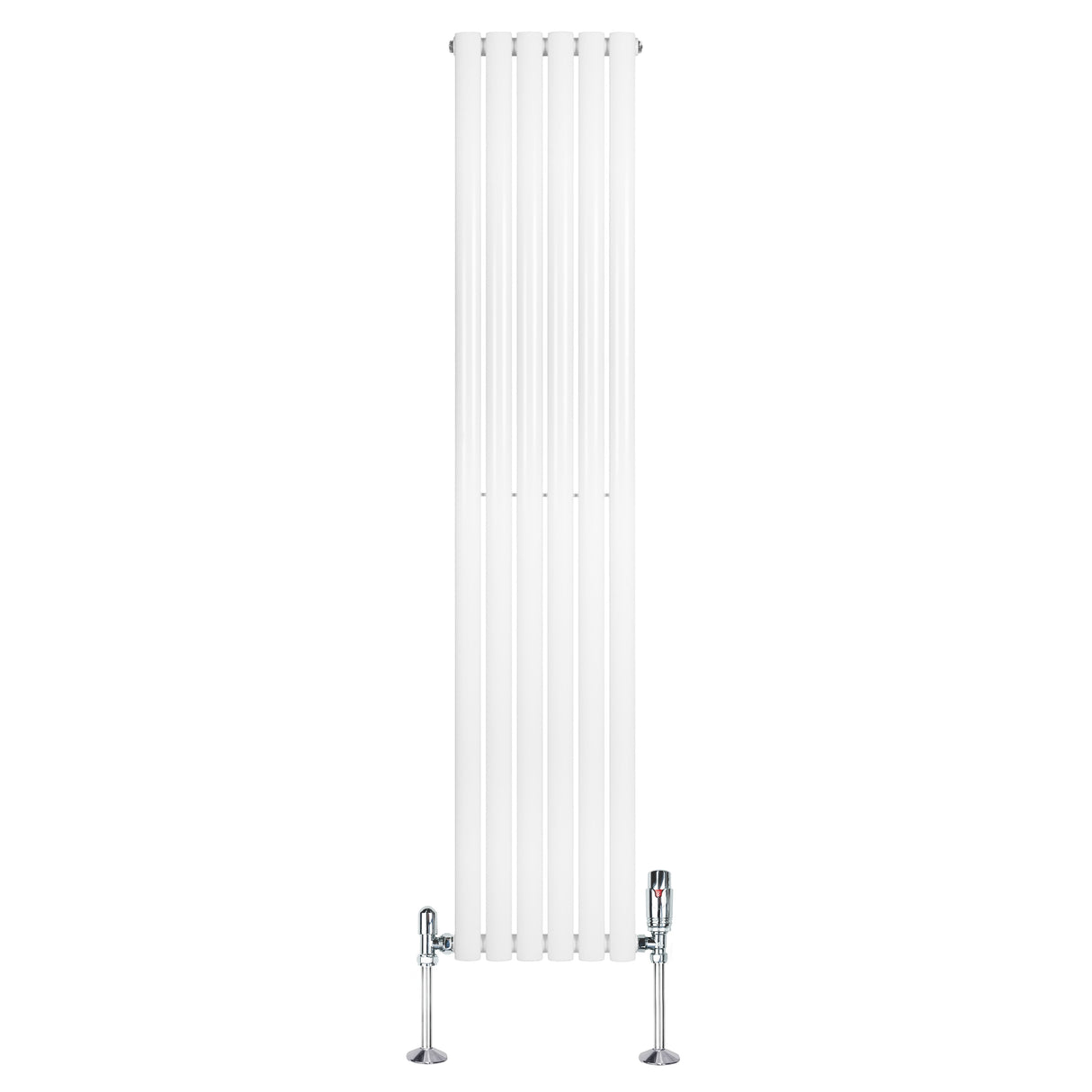 Oval Single Column Radiator & Valves 1800mm x 360mm White