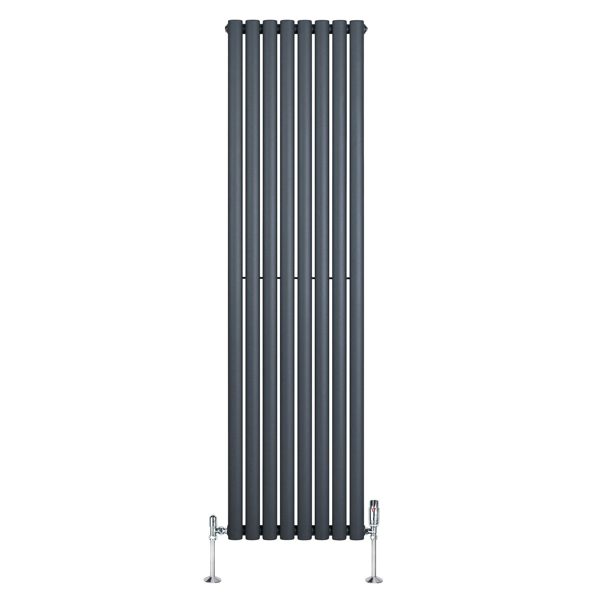 Oval Single Column Radiator & Valves 1800mm x 480mm Anthracite Grey