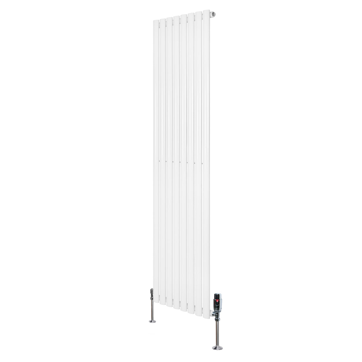 Oval Single Column Radiator & Valves 1800mm x 480mm White