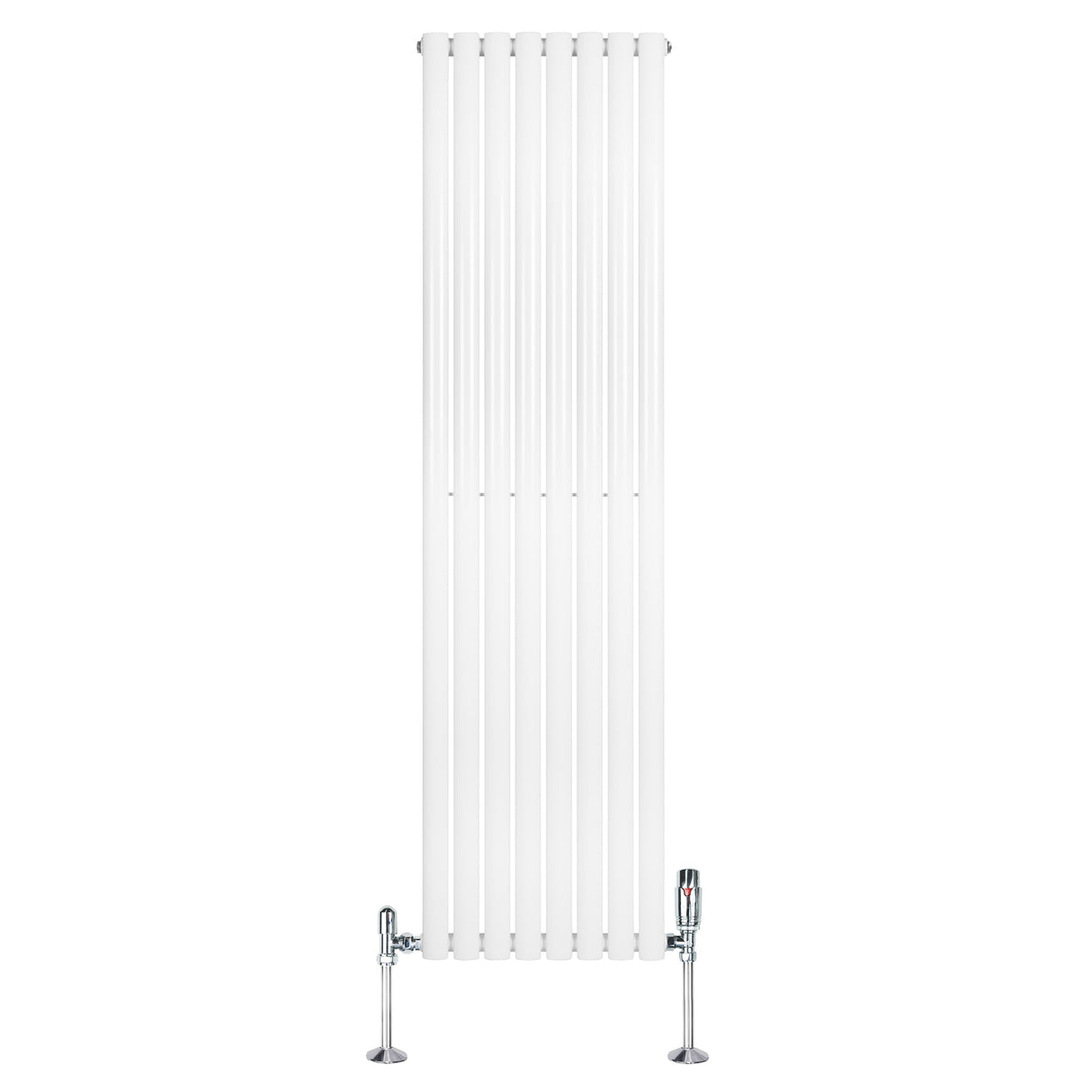 Oval Single Column Radiator & Valves 1800mm x 480mm White