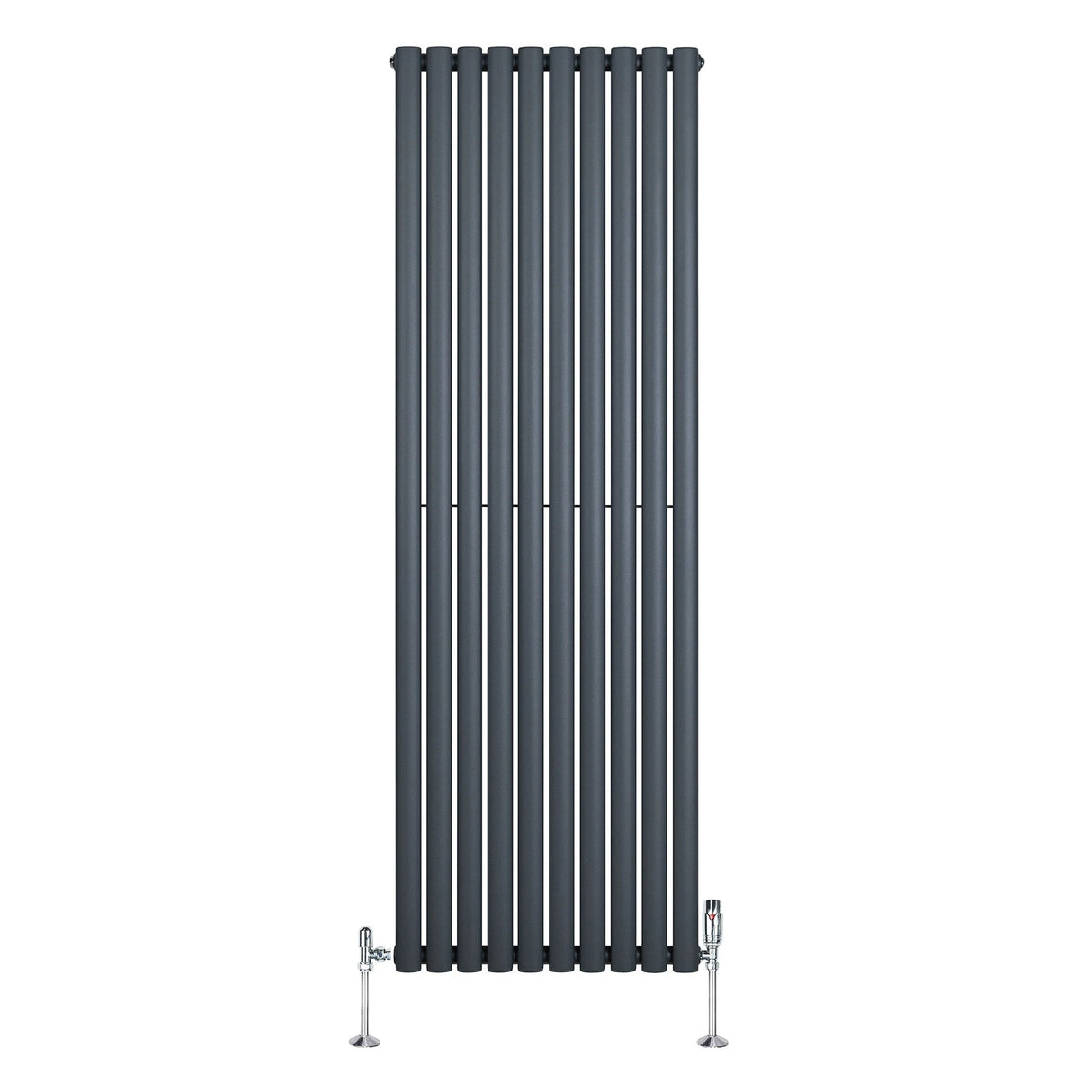 Oval Single Column Radiator & Valves 1800mm x 600mm Anthracite Grey