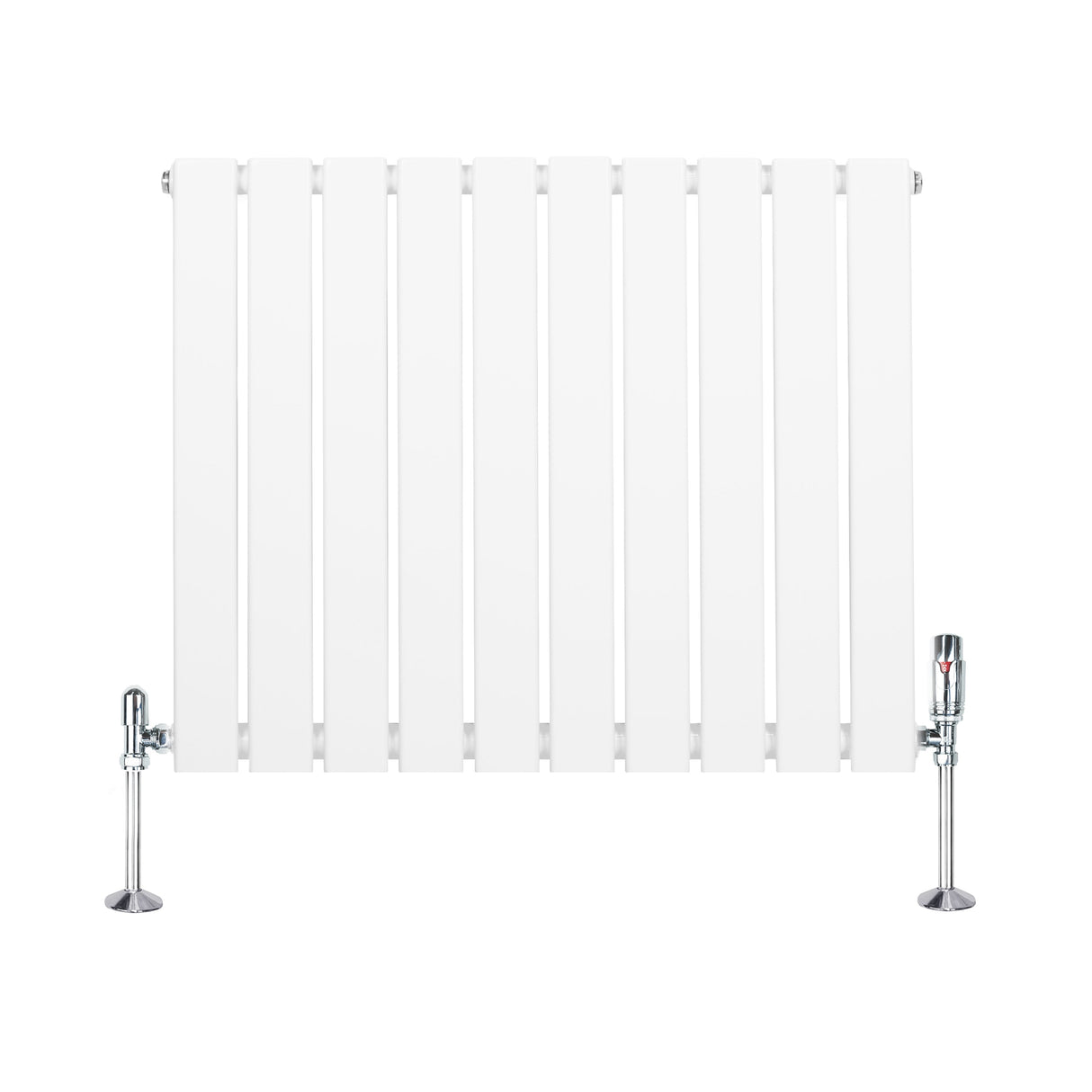 Flat Single Column Radiator & Valves 600mm x 700mm White