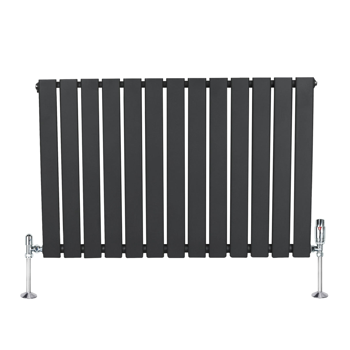 Flat Single Column Radiator & Valves 600mm x 910mm Anthracite Grey
