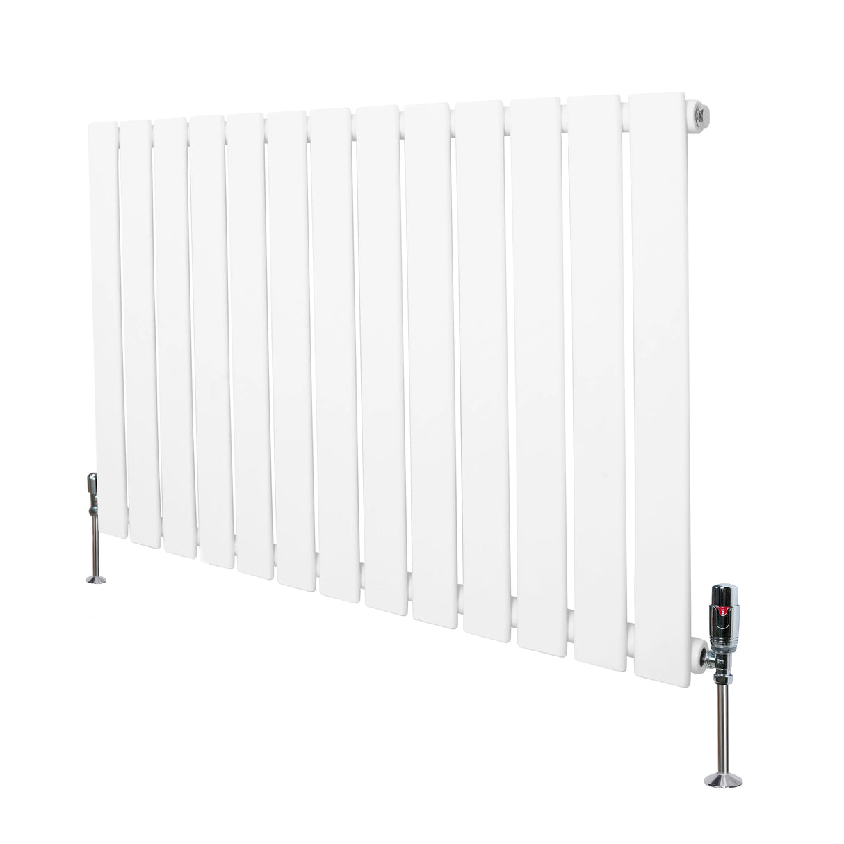 Flat Single Column Radiator & Valves 600mm x 910mm White