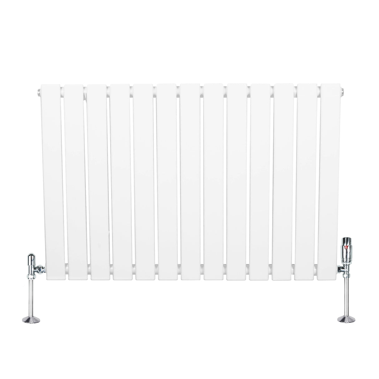 Flat Single Column Radiator & Valves 600mm x 910mm White