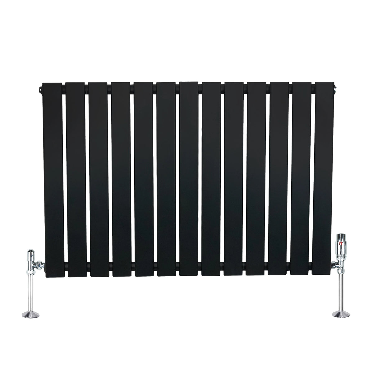 Flat Single Column Radiator & Valves 600mm x 910mm Black
