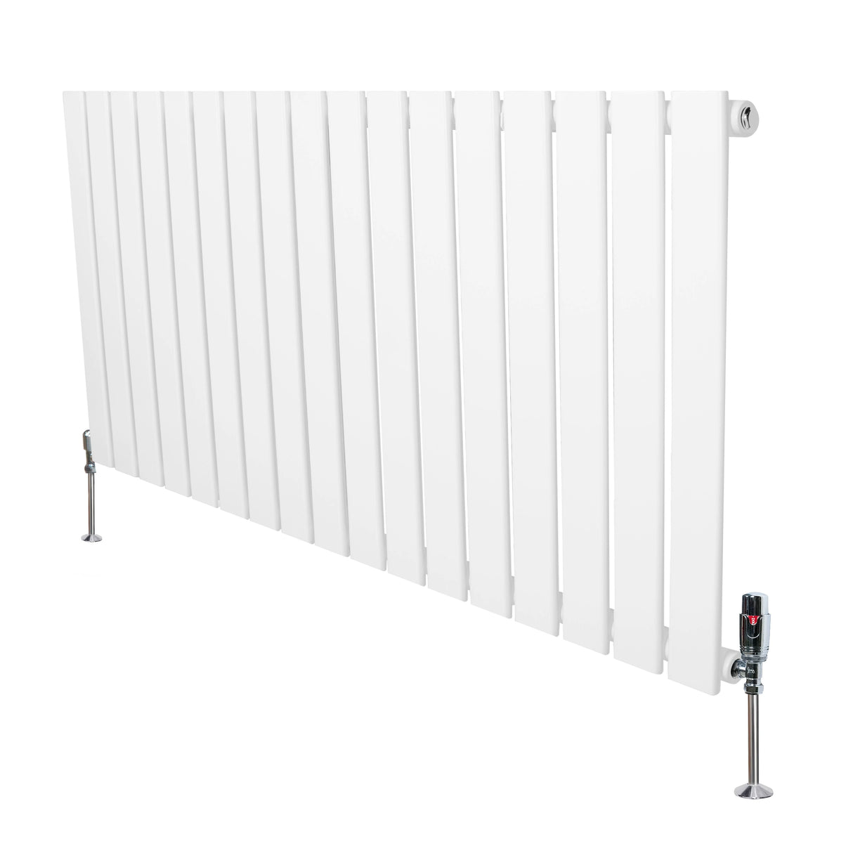 Flat Single Column Radiator & Valves 600mm x 1190mm White
