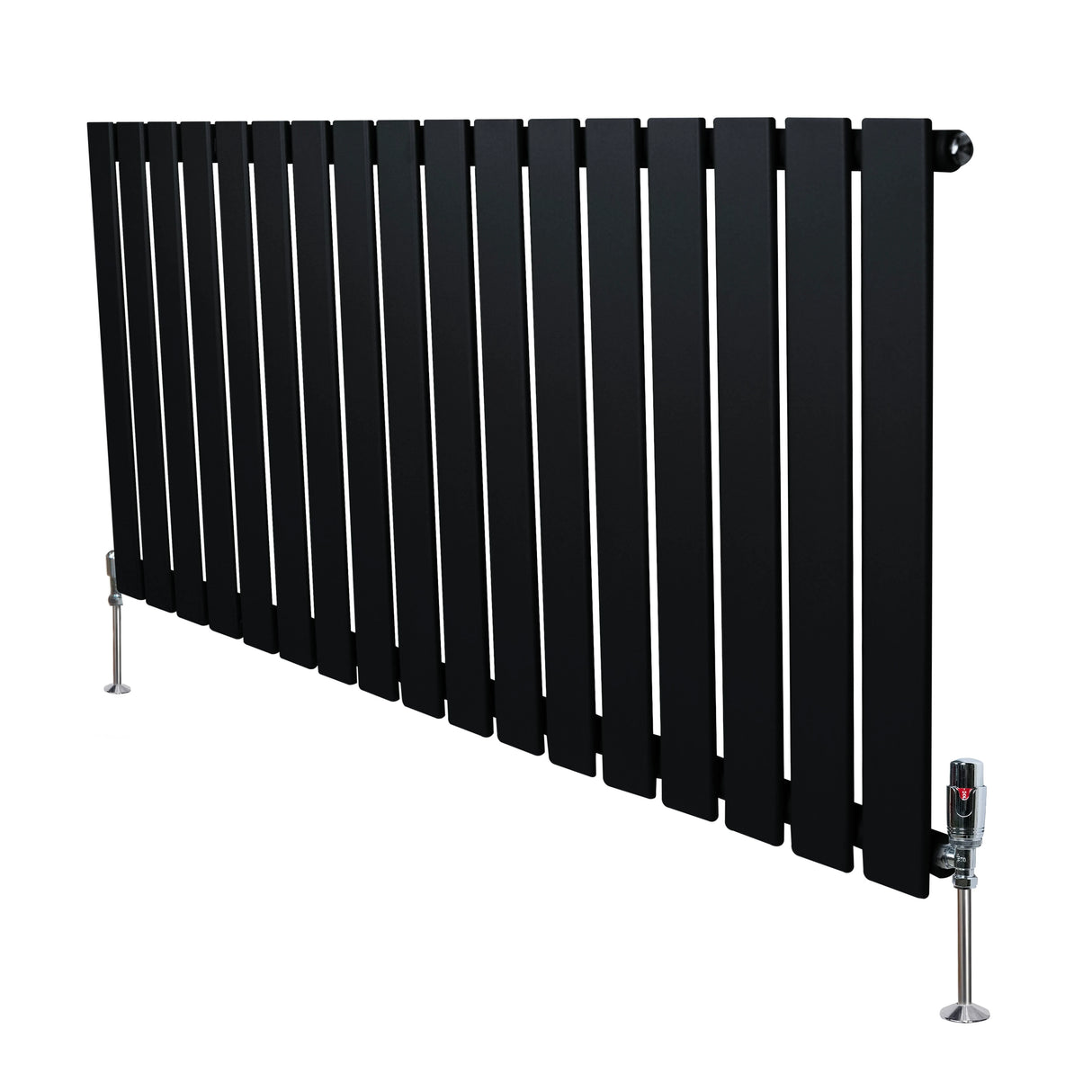 Flat Single Column Radiator & Valves 600mm x 1190mm Black