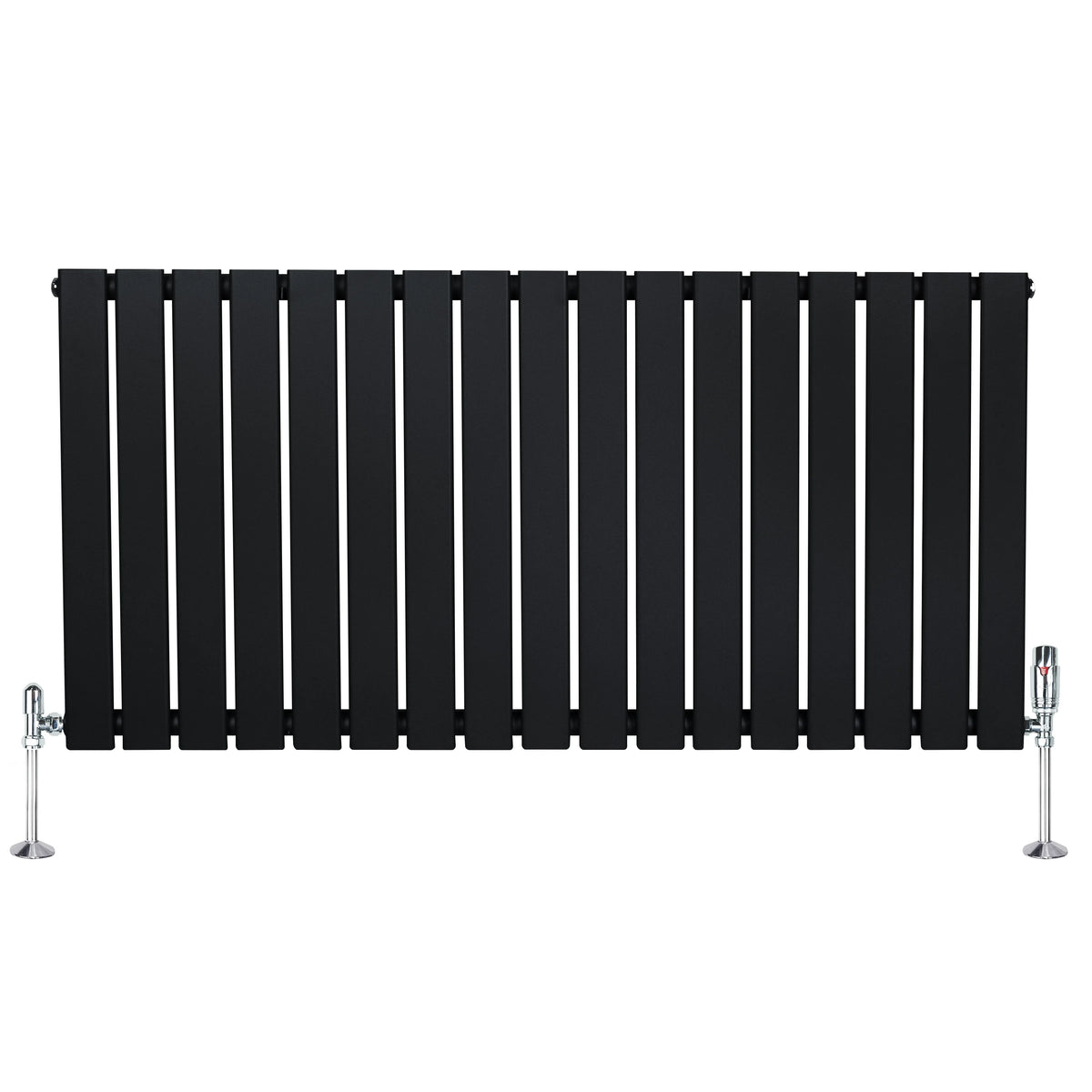 Flat Single Column Radiator & Valves 600mm x 1190mm Black