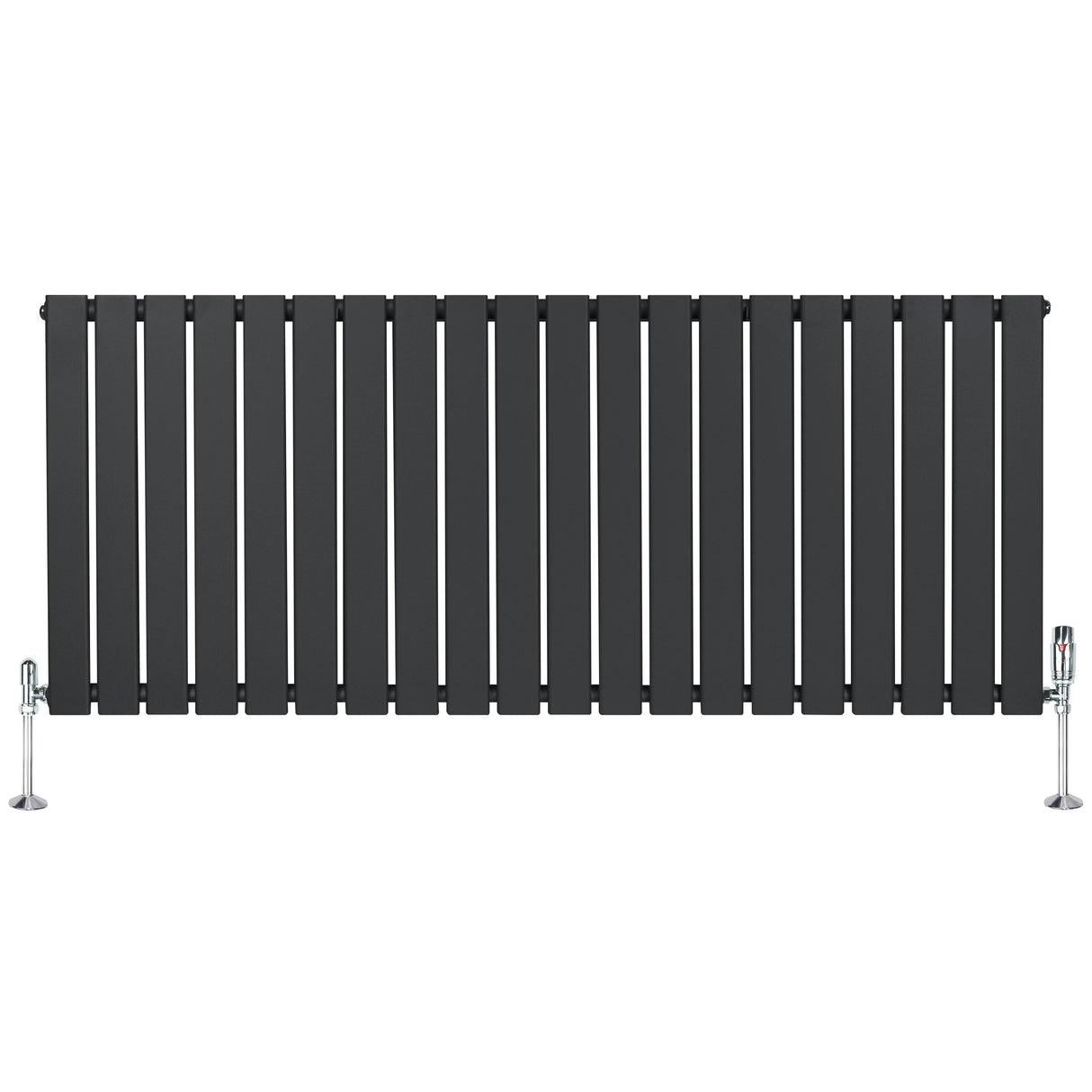 Flat Single Column Radiator & Valves 600mm x 1400mm Anthracite Grey
