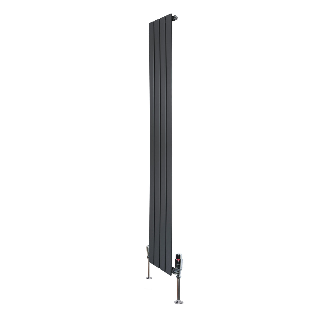 Flat Single Column Radiator & Valves 1600mm x 280mm Anthracite Grey