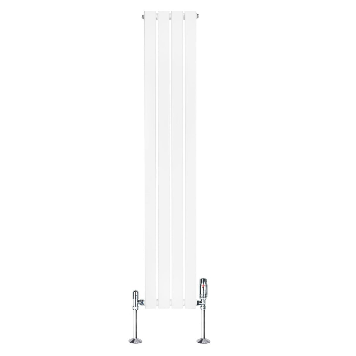 Flat Single Column Radiator & Valves 1600mm x 280mm White