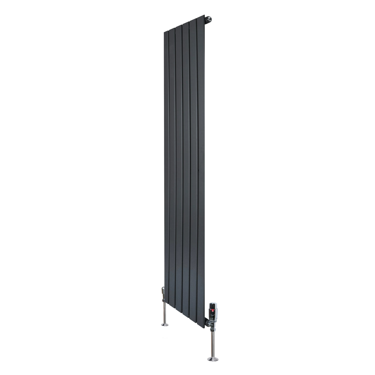 Flat Single Column Radiator & Valves 1600mm x 420mm Anthracite Grey