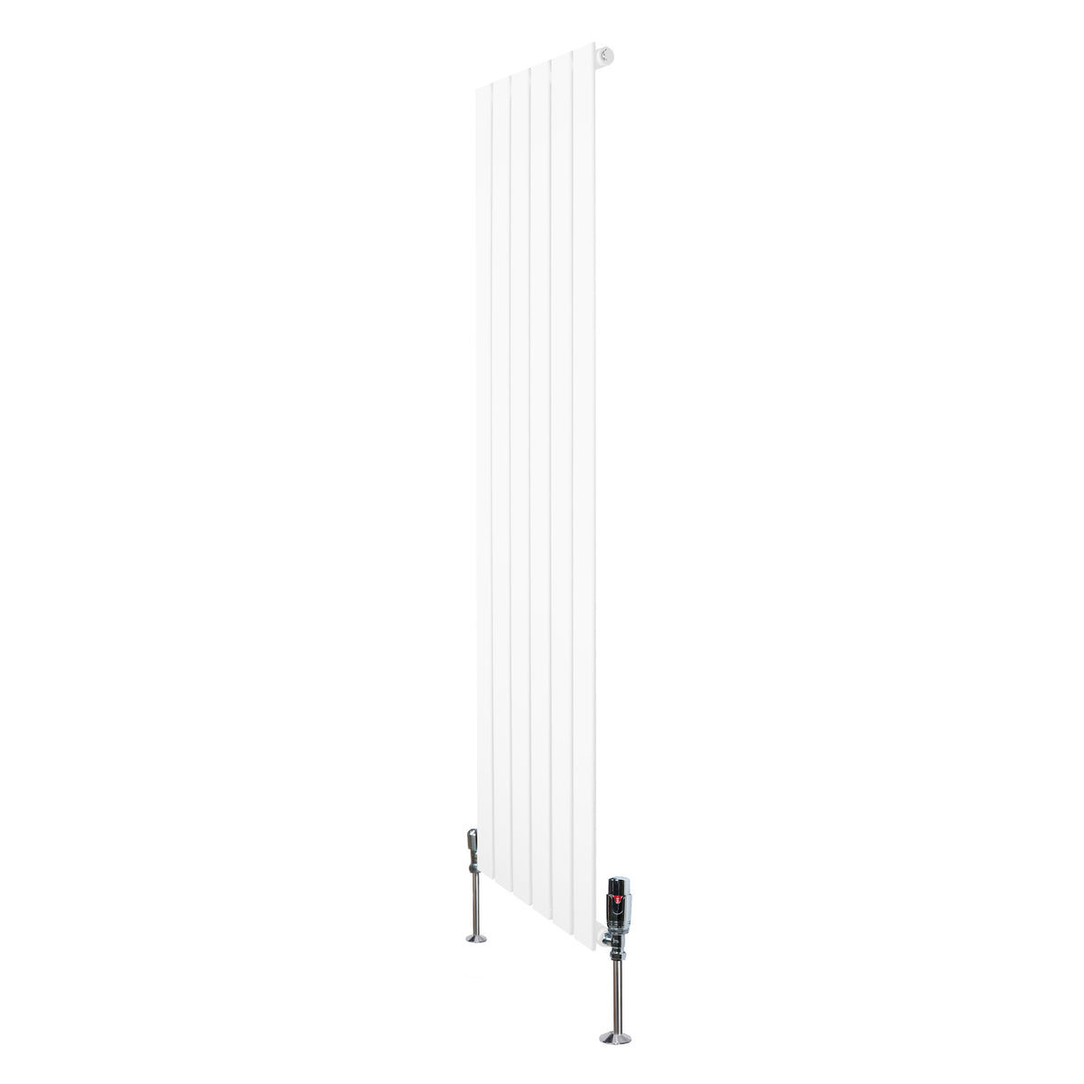 Flat Single Column Radiator & Valves 1600mm x 420mm White