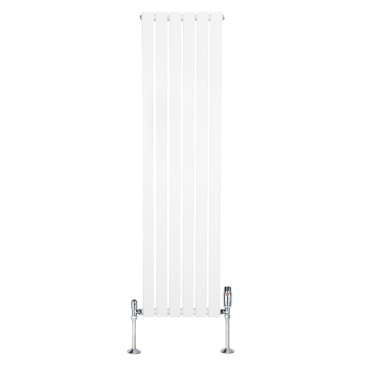 Flat Single Column Radiator & Valves 1600mm x 420mm White