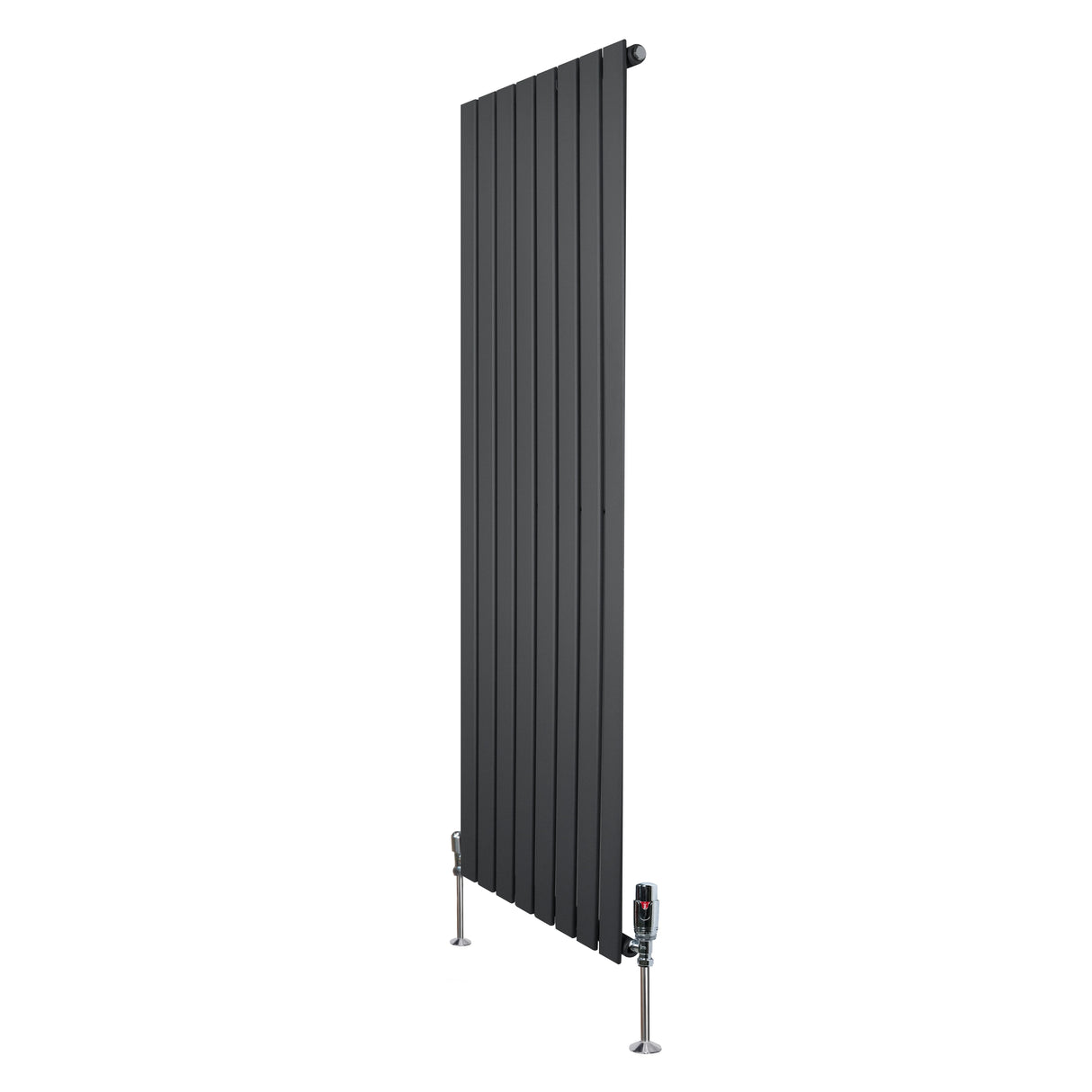 Flat Single Column Radiator & Valves 1600mm x 560mm Anthracite Grey
