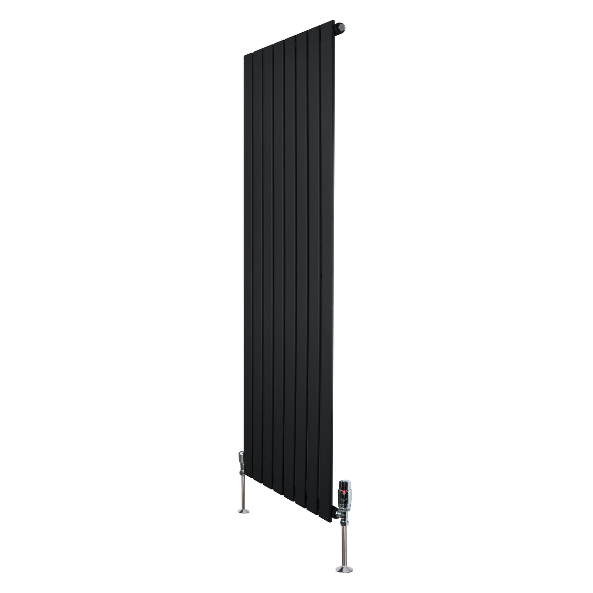 Flat Single Column Radiator & Valves 1600mm x 560mm Black