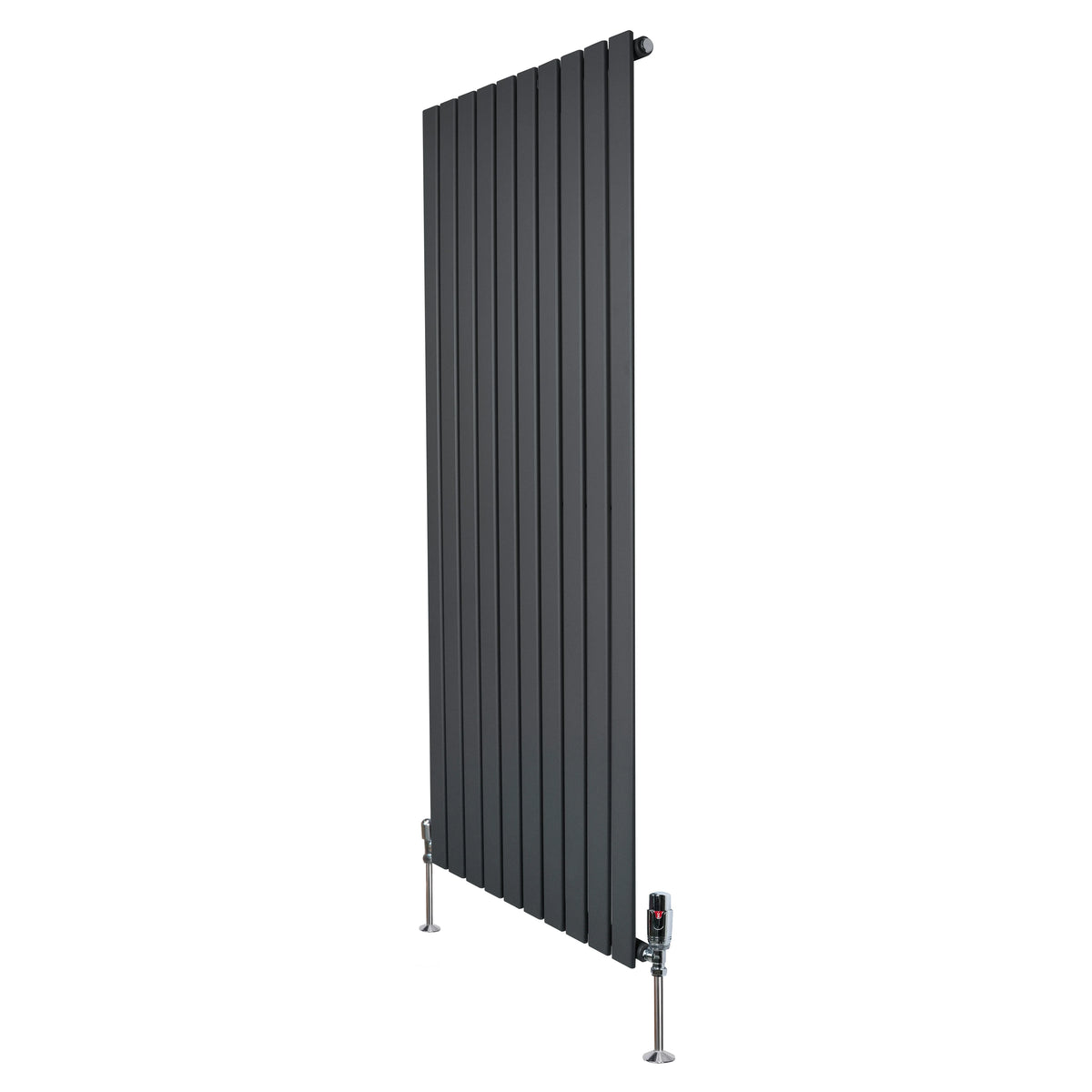 Flat Single Column Radiator 1600mm x 700mm & Valves Anthracite Grey