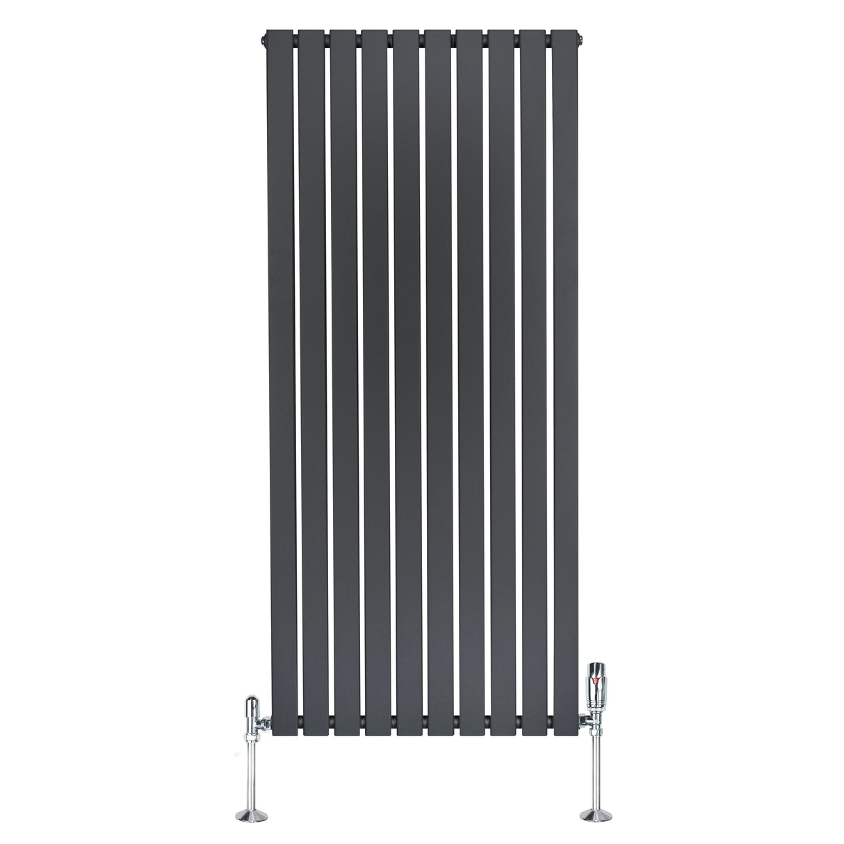 Flat Single Column Radiator 1600mm x 700mm & Valves Anthracite Grey