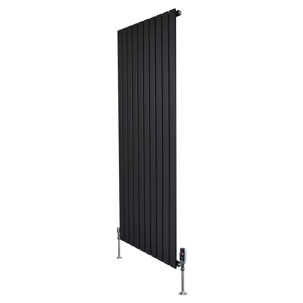 Flat Single Column Radiator 1600mm x 700mm & Valves Black