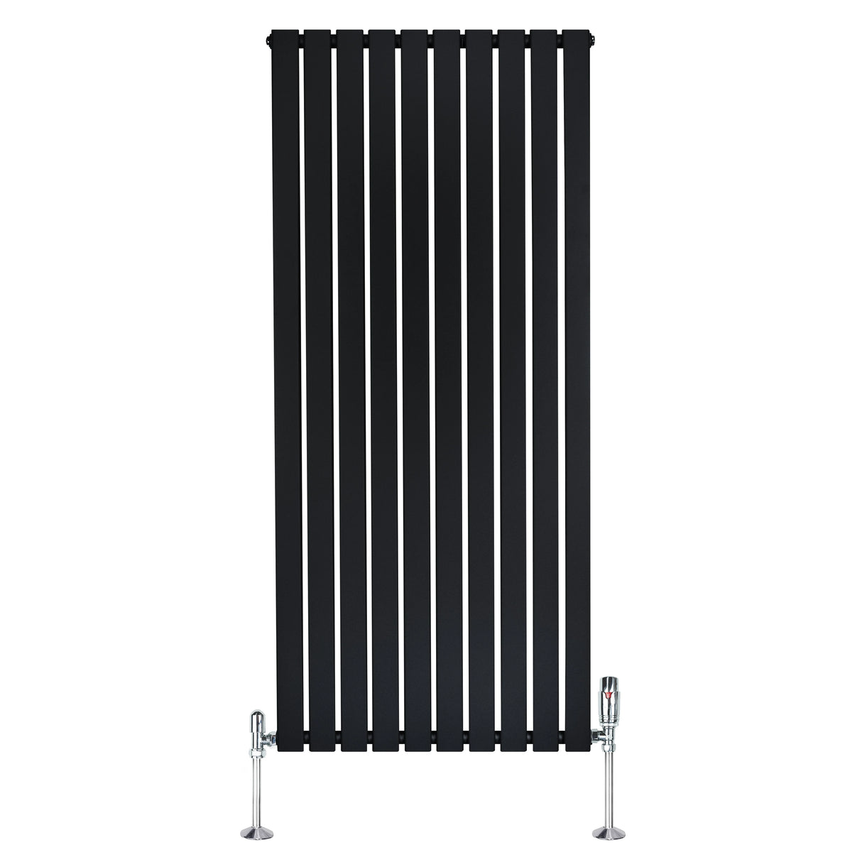 Flat Single Column Radiator 1600mm x 700mm & Valves Black