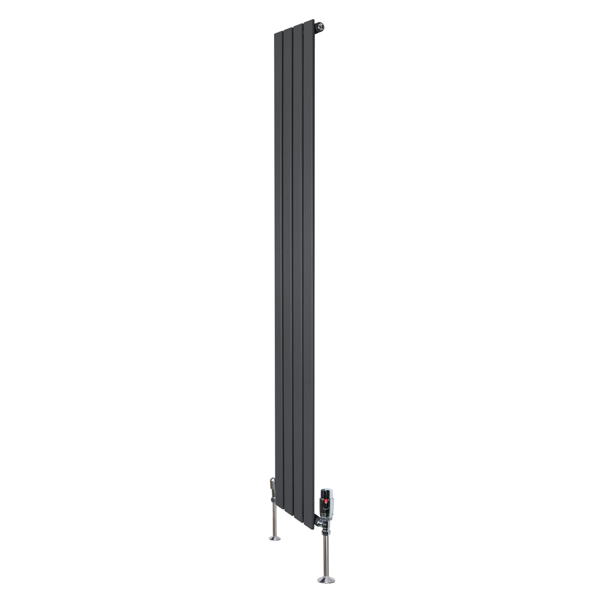 Flat Single Column Radiator & Valves 1800mm x 280mm Anthracite Grey