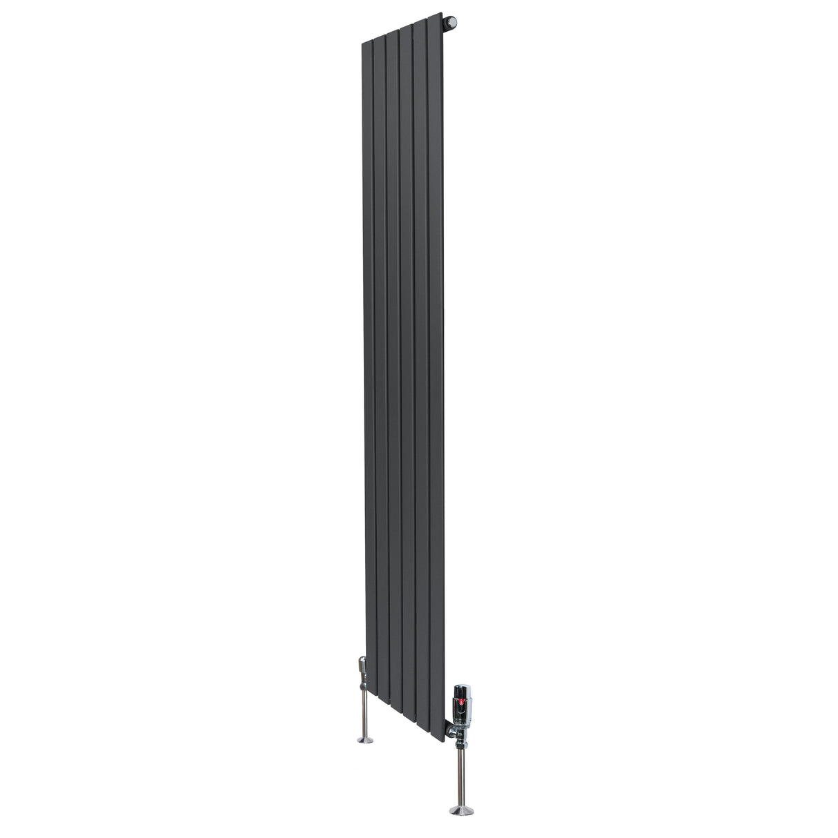 Flat Single Column Radiator & Valves 1800mm x 420mm Anthracite Grey