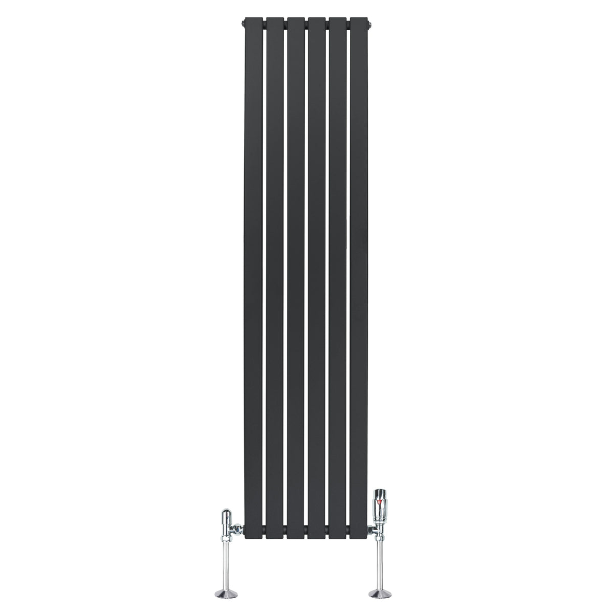 Flat Single Column Radiator & Valves 1800mm x 420mm Anthracite Grey
