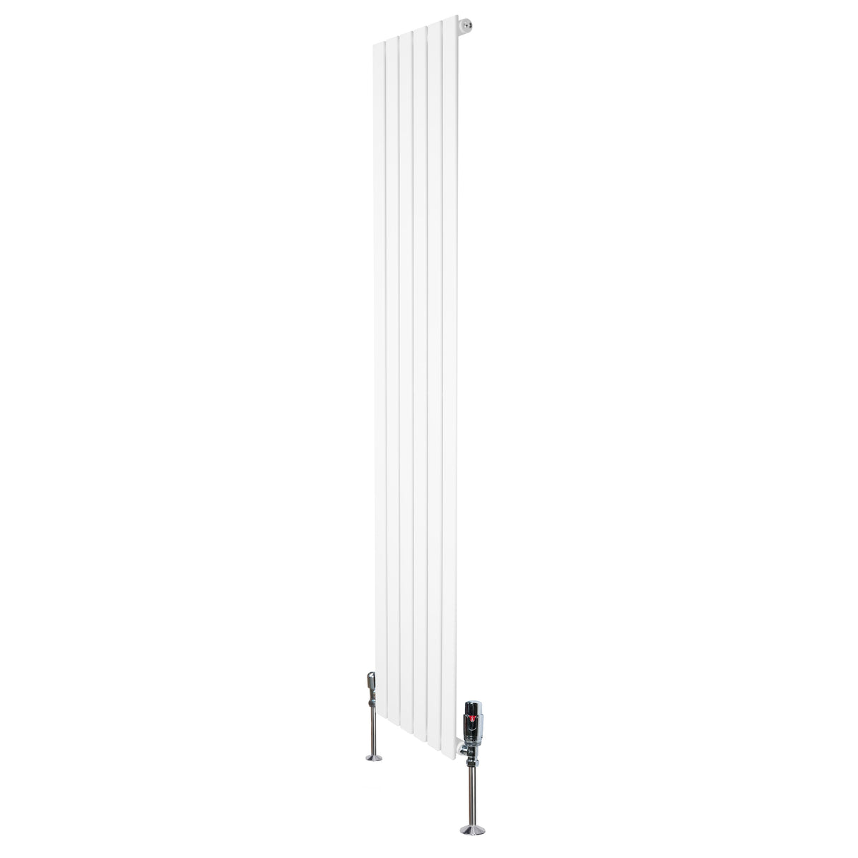 Flat Single Column Radiator & Valves 1800mm x 420mm White