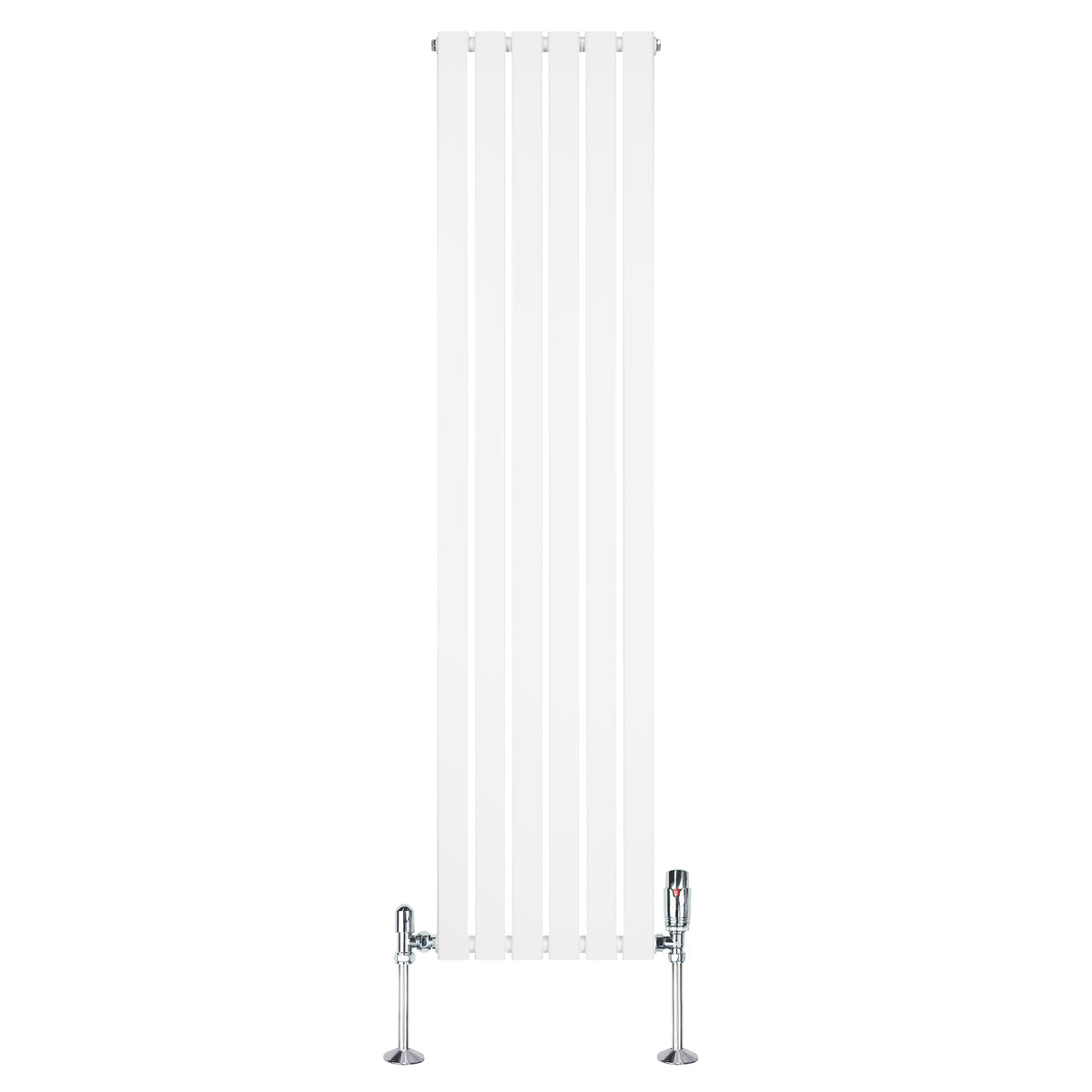 Flat Single Column Radiator & Valves 1800mm x 420mm White
